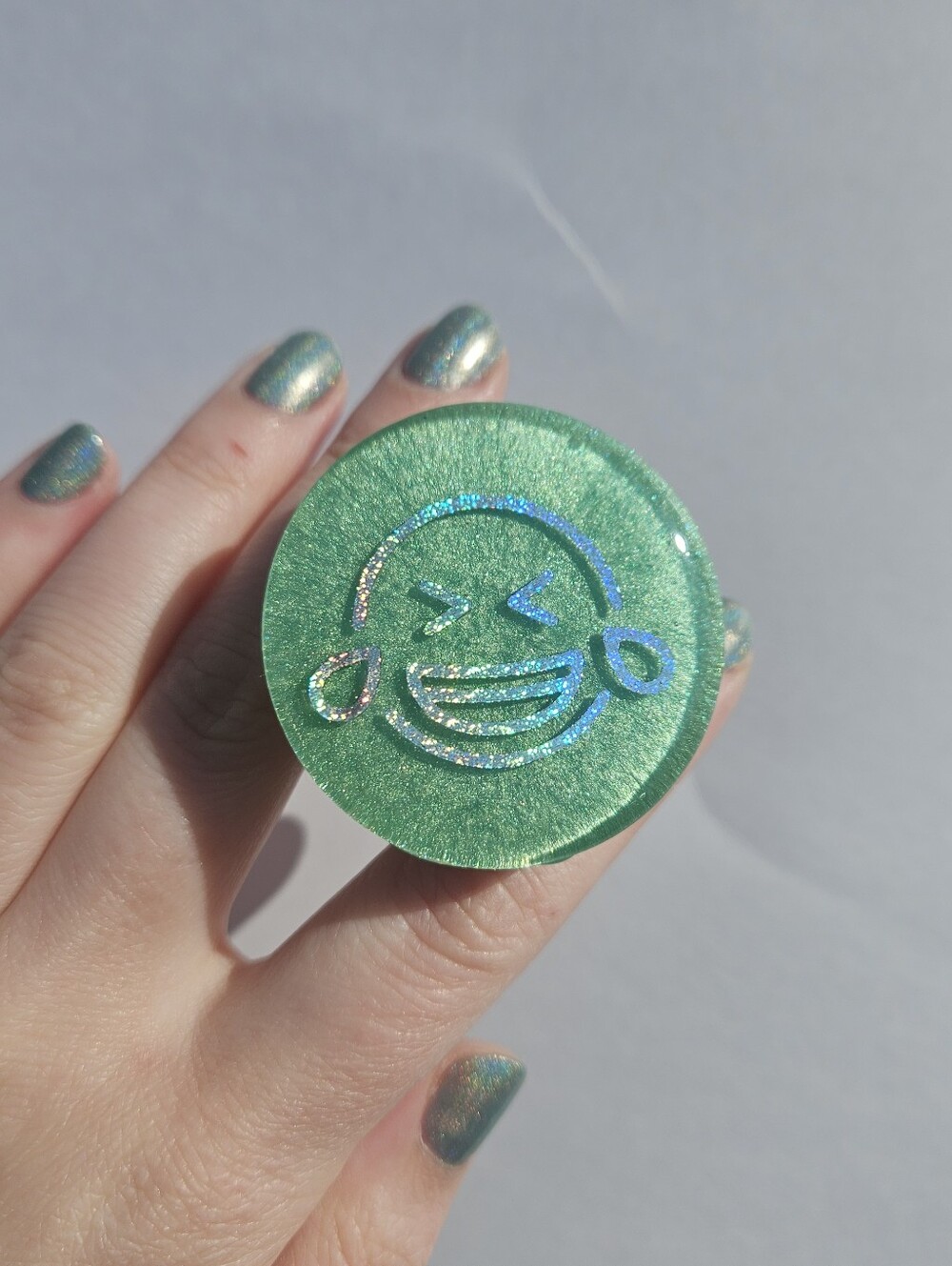 Handmade Holographic Emoji Resin Phone Grip Funny Phone Accessories Popsocket